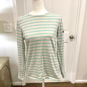 Saint James Mint and Cream Striped Long Sleeve Top